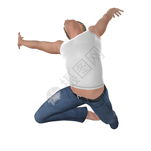 3d数字化插图显示一名男子穿着戴尼姆牛仔裤图片