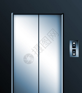 黑色背景的电梯门铬插图图片