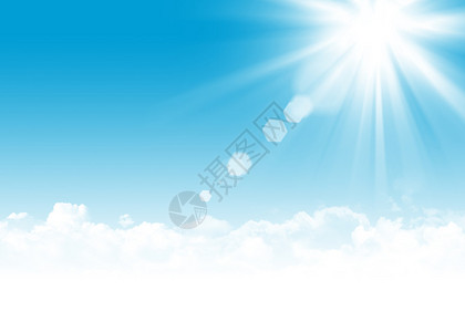 蓝色天空云层和太阳抽象背景图示图片