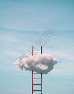 通往天堂的阶梯蓝色天空背景云层上的梯子这是3背景图片