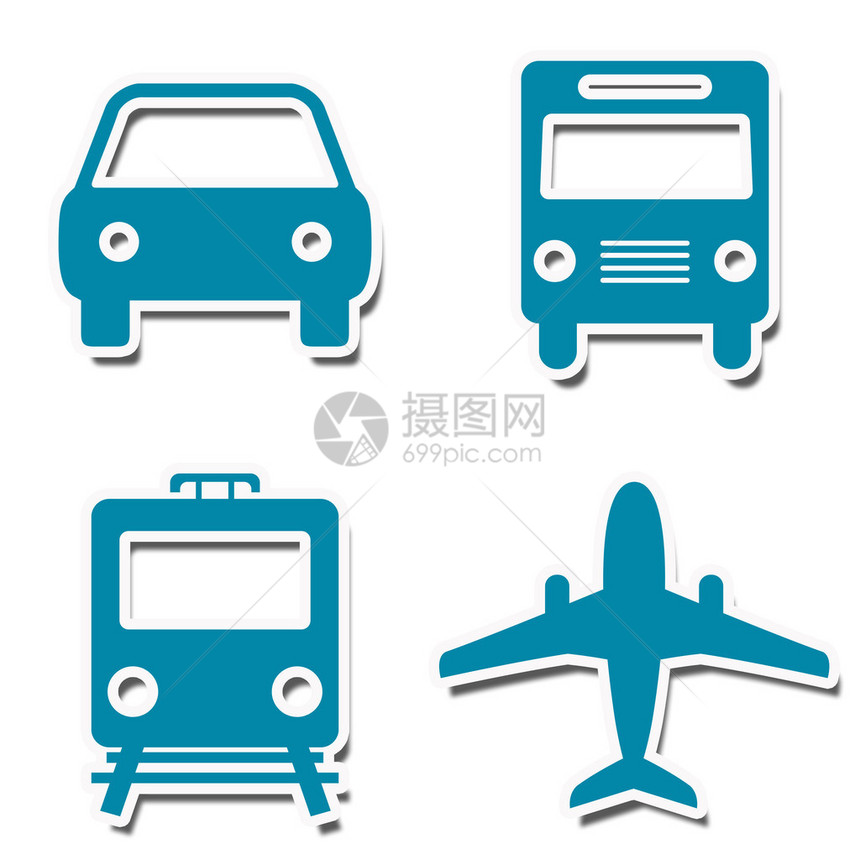 飞机列车巴士汽车方形图标蓝色图片