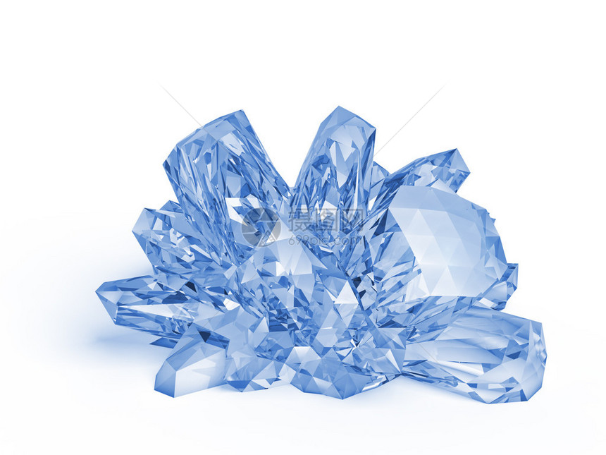 白色背景上的蓝色水晶图片