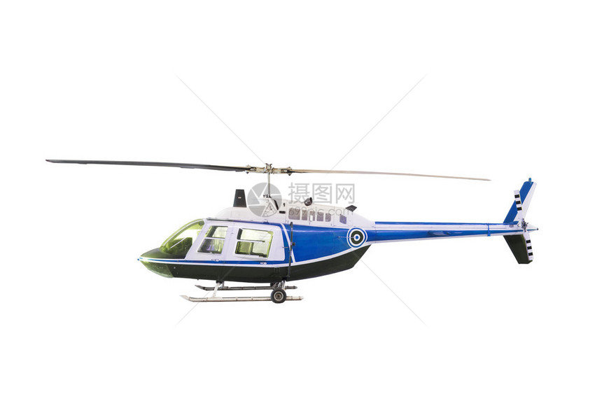 蓝直升机孤立白背景图片