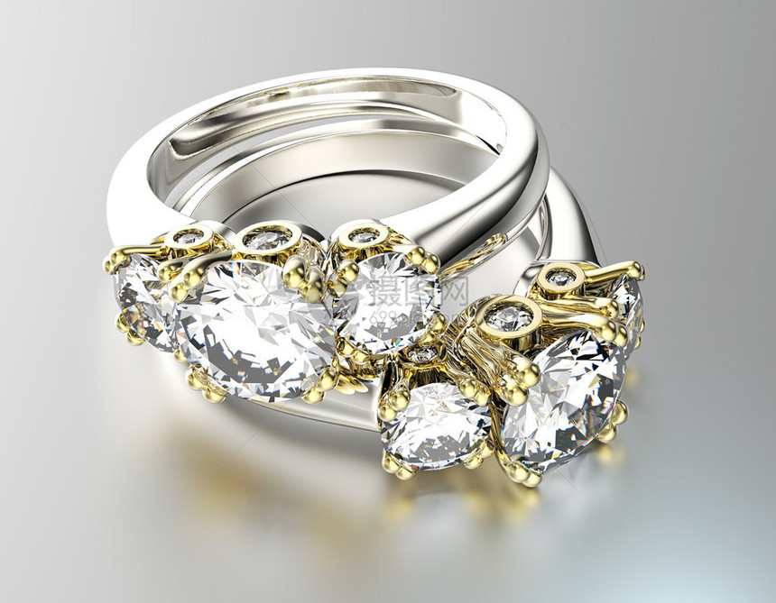 金与钻石的黄金订婚戒指图片