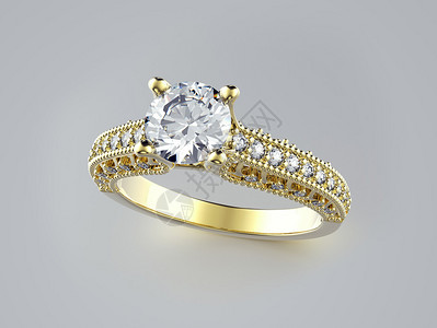 金与钻石的黄金订婚戒指背景图片