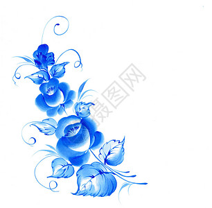 Gzhel风格的蓝色花纹背景图片