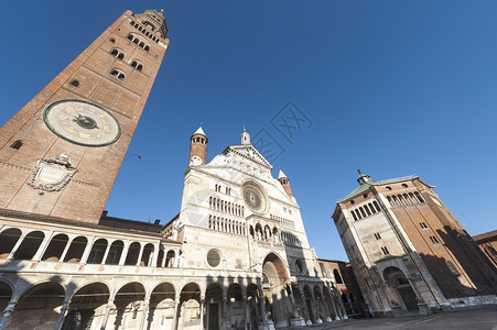 Cremona中世纪大教堂意背景图片