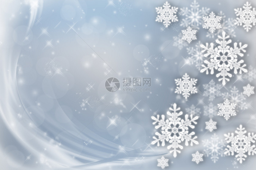 蓝色圣诞背景的白雪花空图片