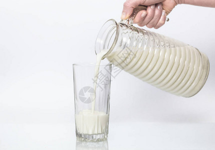 牛奶倒入玻璃杯中图片