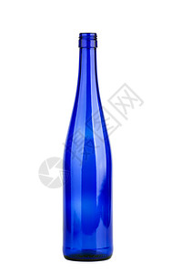 空蓝色酒瓶上白色孤立图片