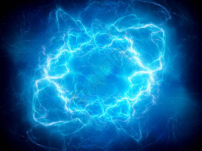 蓝光等离子闪电计算机生成抽象背背景图片