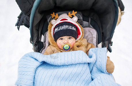 冬天的婴儿在婴儿车婴儿车图片