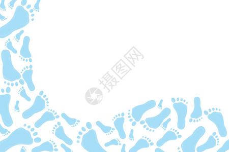 白背景的蓝脚印婴儿蓝脚图片