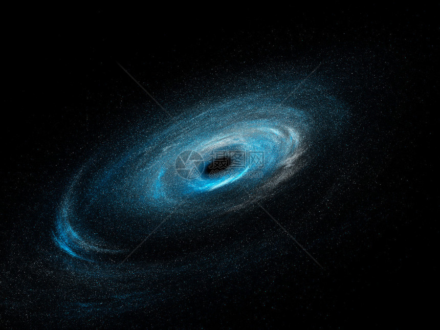 带有恒星和黑洞的螺旋星系计算机图片