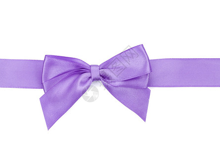带蝴蝶结的紫色丝带在白色背景上孤立背景图片