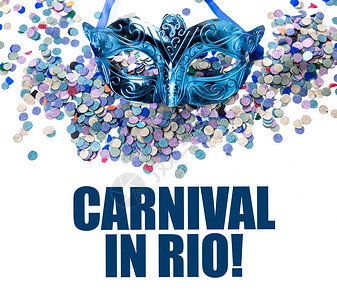 归因彩色的卡尼瓦尔面罩和彩画在Rio带背景
