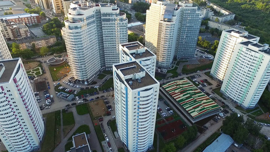 新楼新建不同层次的多层入口住宅楼从高处看城市图片