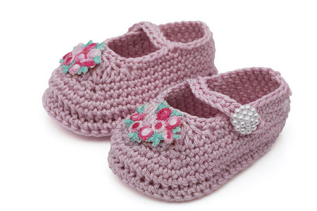 粉红编织婴儿靴子图片