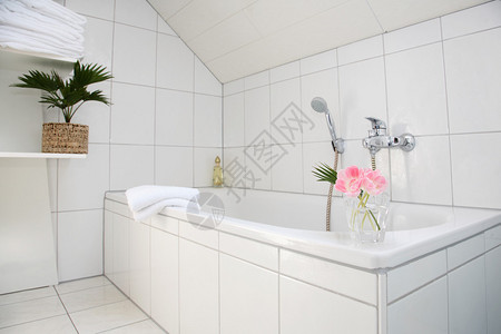 家庭住宅的白色浴室细节图片