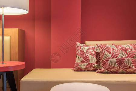 客厅区的现代沙发床和靠背枕头图片