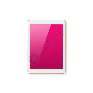 数字平板电脑粉红色屏幕在白图片