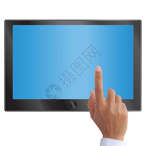 手指触摸屏幕平板电脑或白上图片