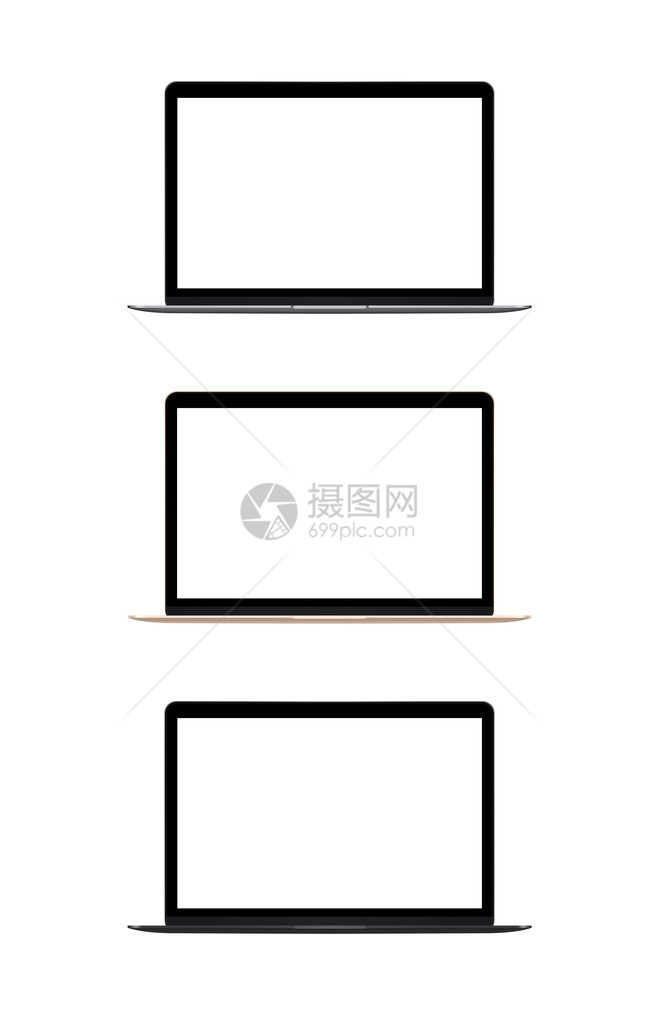 现代新苗条的笔记本电脑有不同的颜色金色白色黑色图片