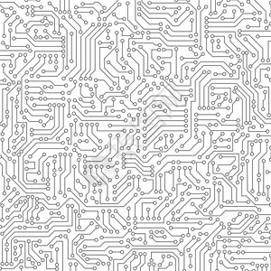 白色电路板无缝图案纹理数字计算机技术概念的高科技背图片
