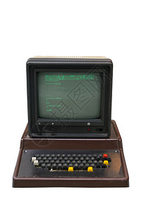 八十年代的老旧电脑配有综合背景图片