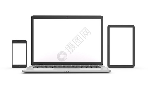 现代笔记本电脑平板电脑和智能手机图片