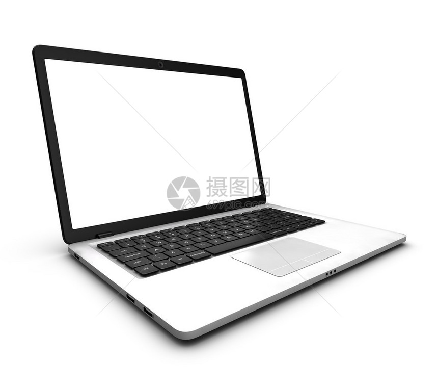 白色背景上的笔记本电脑图片