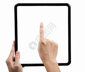 手握黑色方形框架手指尝试触摸垫图片