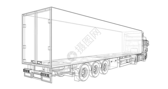 装有半拖车的大卡车用于放置图形的模板图片