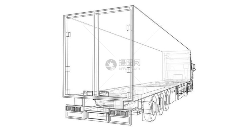 装有半拖车的大卡车用于放置图形的模板图片