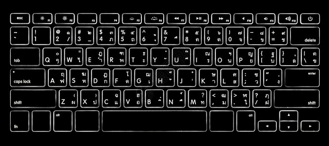 带照明背光的泰文字母键盘图片