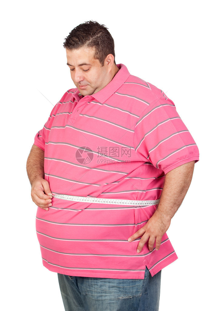 胖子带子的肥人在白色图片