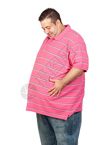穿着粉红衬衫的胖子图片