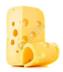 一块白色背景上孤立的奶酪背景图片