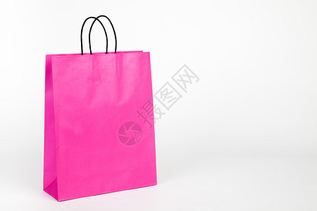 白色粉购物袋有标识背景图片