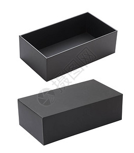 孤立在白色背景上的黑色纸盒背景图片