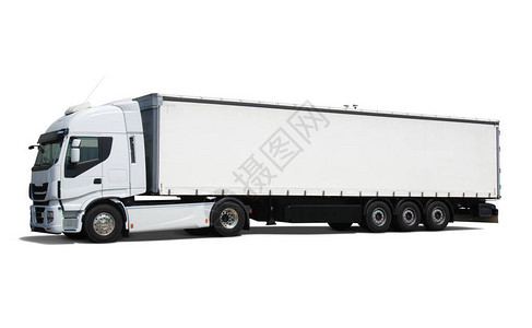 运货卡车在白色上被图片
