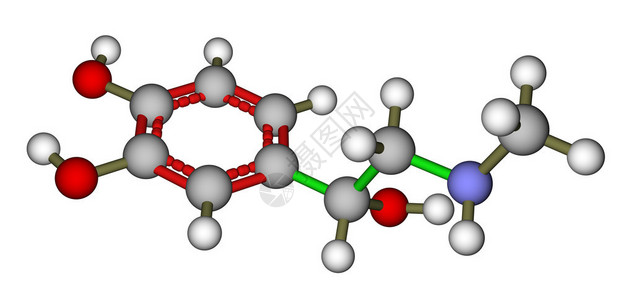白色背景上最佳肾上腺素分子模型的图片