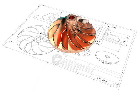 叶轮3D说明在工程图画上方设计图片