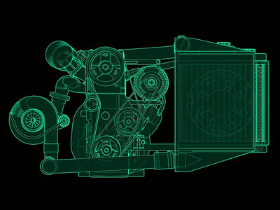 四驱赛车Turbo充电四气缸设计图片