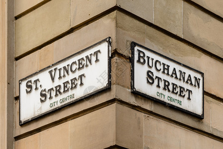 街道标志布坎南街在格拉斯哥图片
