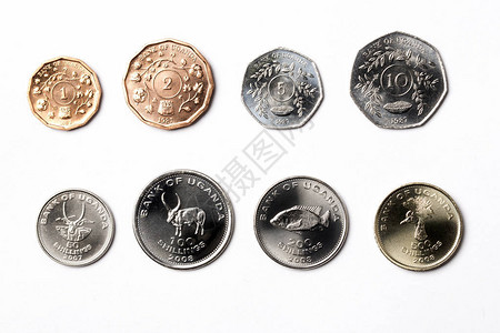 白色背景上的乌干达硬币图片