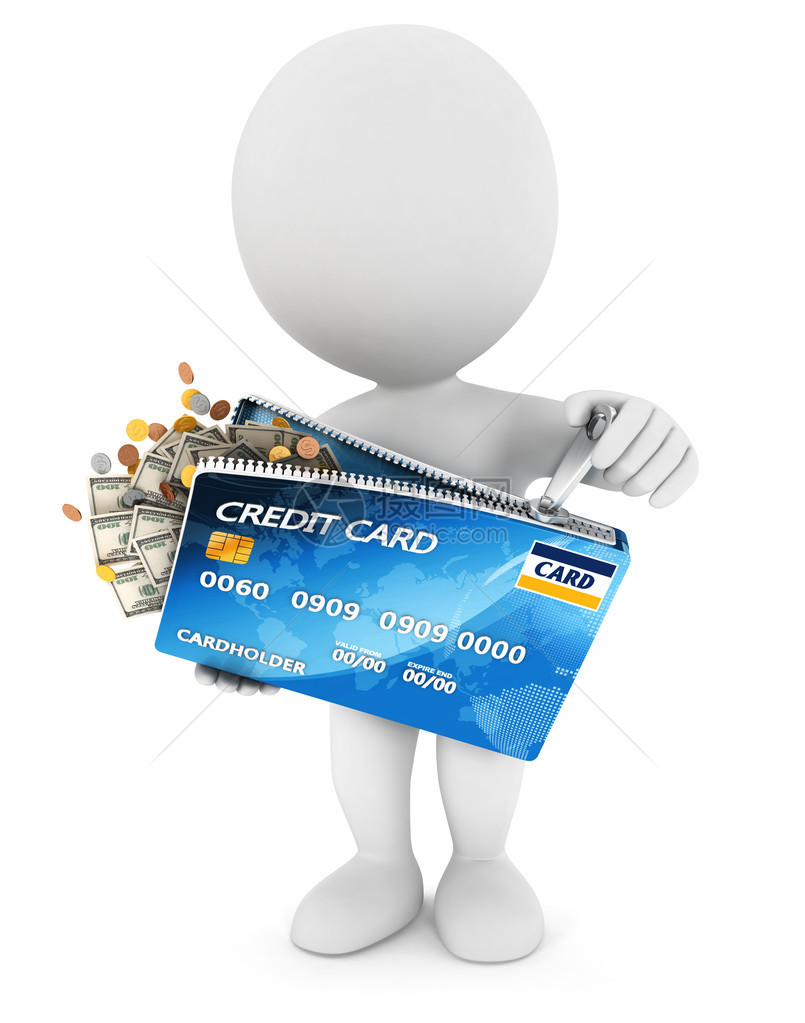 3D打开信用卡孤立白背图片