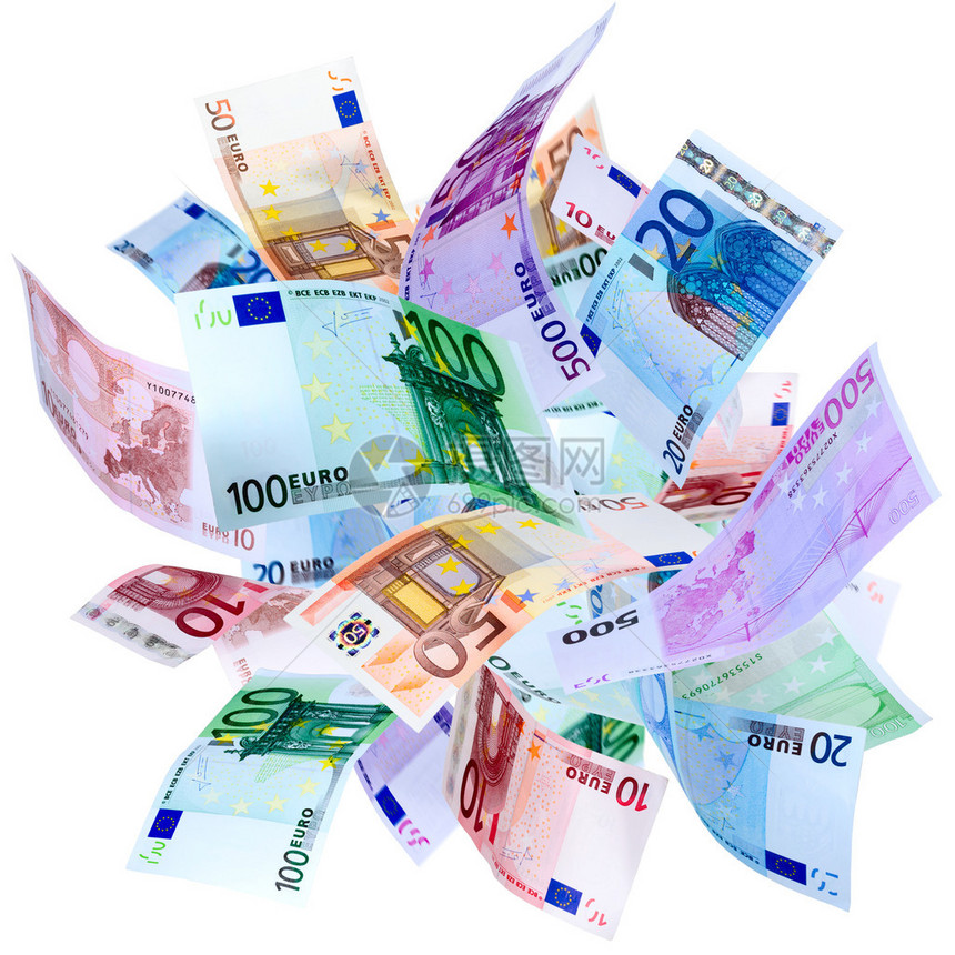 欧元钞票跌落图片