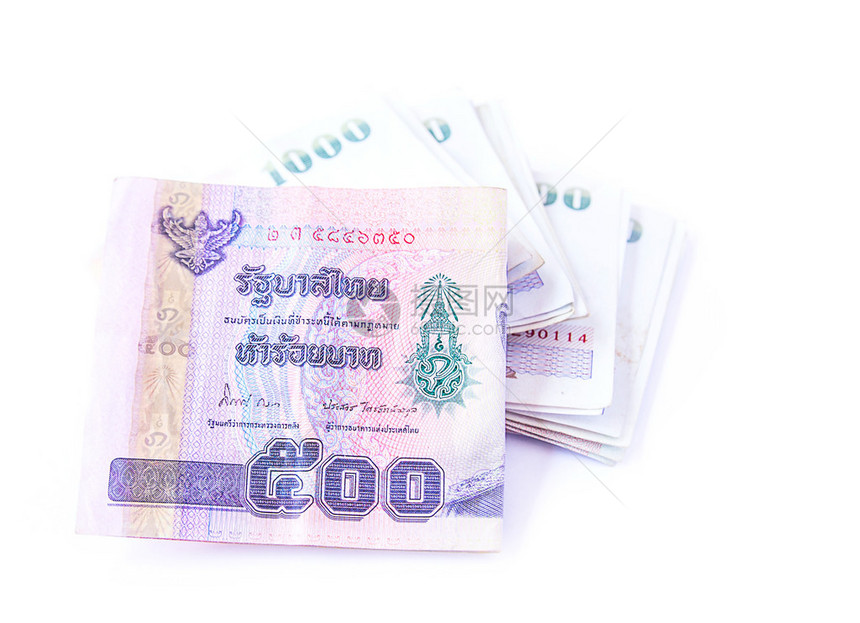 孤立在白色背景上的泰国钞票图片