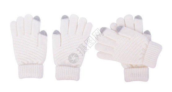 冬季手套上白色孤立图片